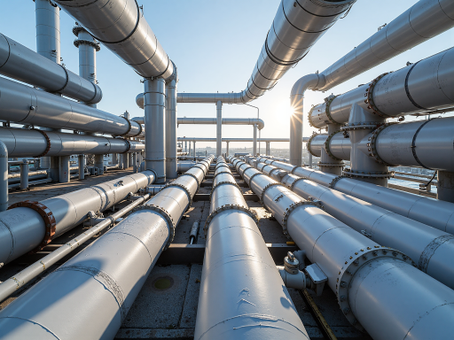 东华能源公司标志，现代化炼油装置，工业设施，蓝天背景