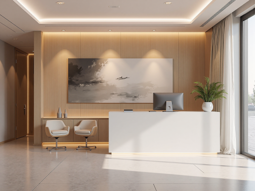 东方浩林公司标志，现代化办公大楼，企业标识，商务环境